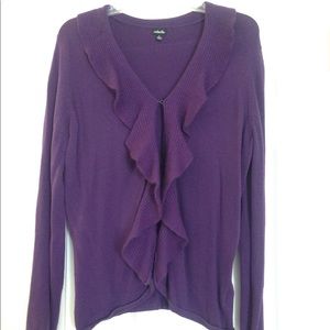 Rafella purple ruffle cardigan
